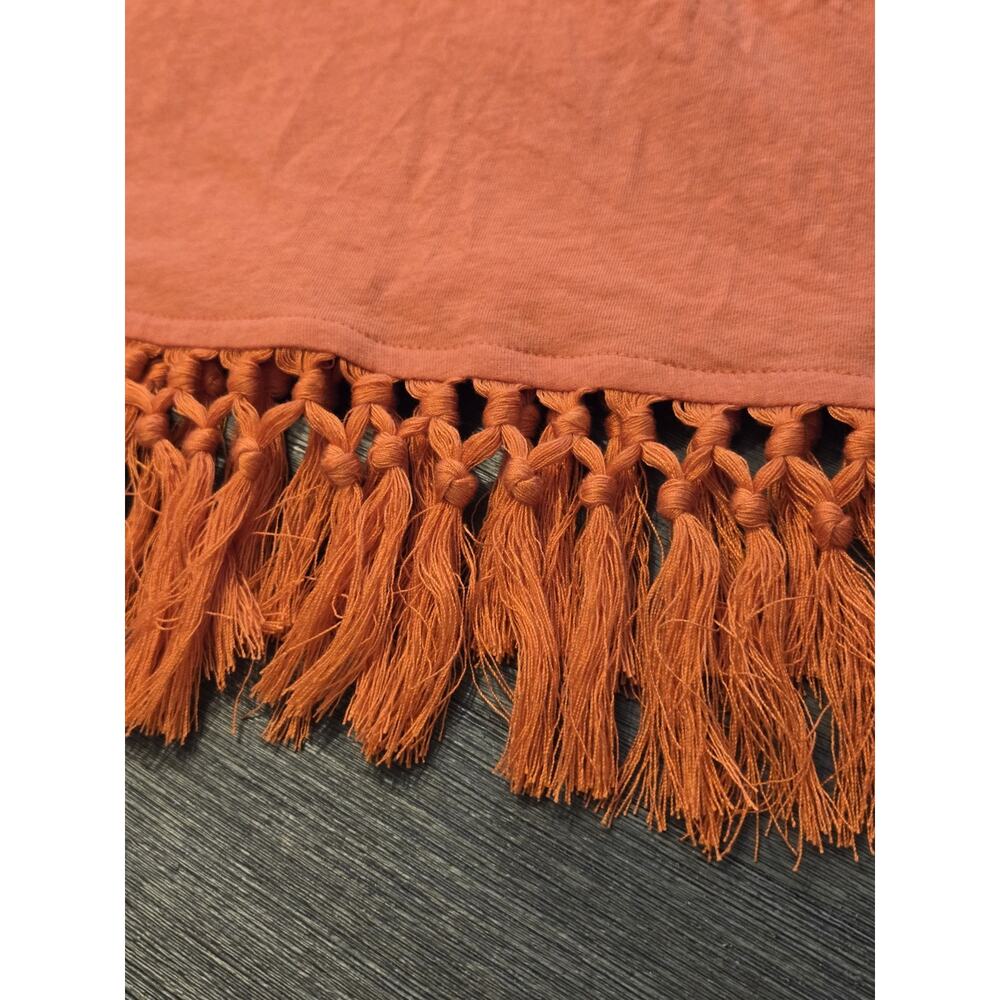 J. Jill Linen Blend Orange Tank Tunic Fringe Tassel Trim Festival Boho 2X Plus - Picture 4 of 6